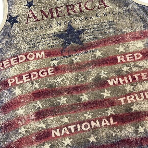 Y2K Patriotic Flag Print Tank Top 4th of July Size Large - Picture 6 of 8
